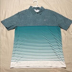 Nike Blue and White Gradient Polo Shirt